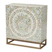 Baxton Studio Quintus Modern Bohemian Multicolor Mother of Pearl and Gold Metal Storage Cabinet